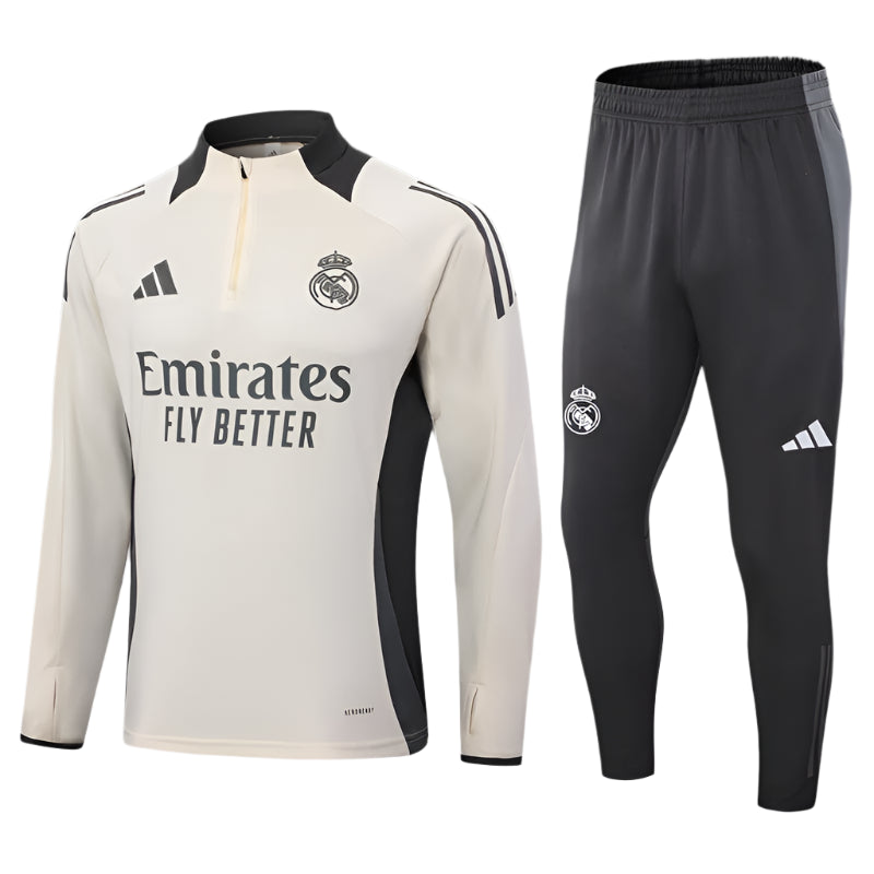 Real Madrid 24/25 Beige Half Tracksuit